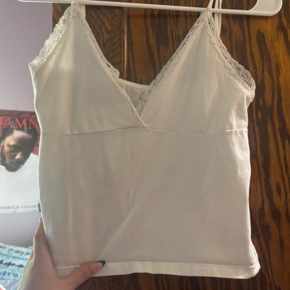 Brandy Melville Cream V-Neck Top